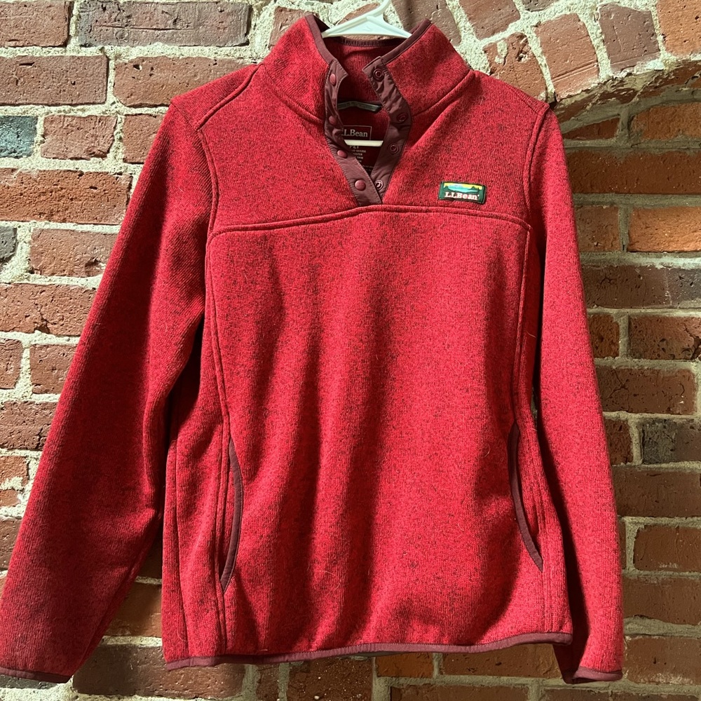 L.L. Bean Red Quarter Snap Pullover Size Small Petite